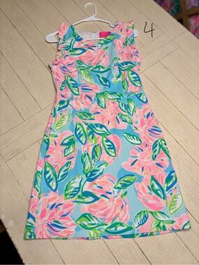 Lilly Pulitzer Pink & Aqua Floral Sleeveless Shift Dress